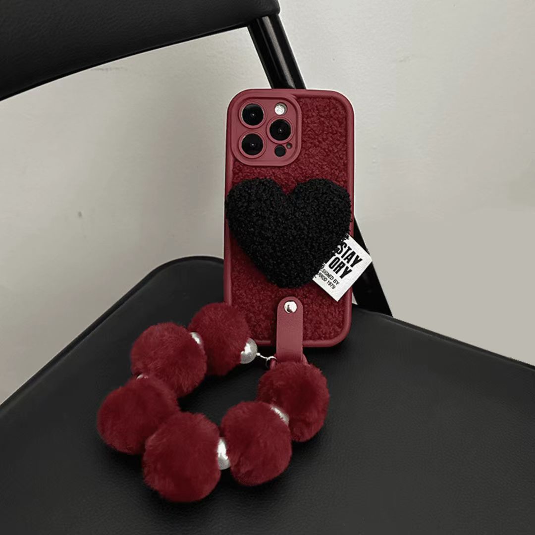 小红书爆款毛绒iPhone16promax手机壳15ProMAX腕带14plus适用苹果16Plus女14/13/12Promax/8plus/xsmax/xr女