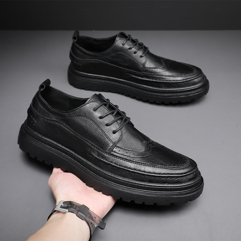 新款英伦风布洛克男鞋乐福鞋厚底