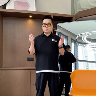 男士 POLO衫 夏季 短袖 T恤潮牌显瘦ins 华夫格上衣宽松大码 假两件半袖