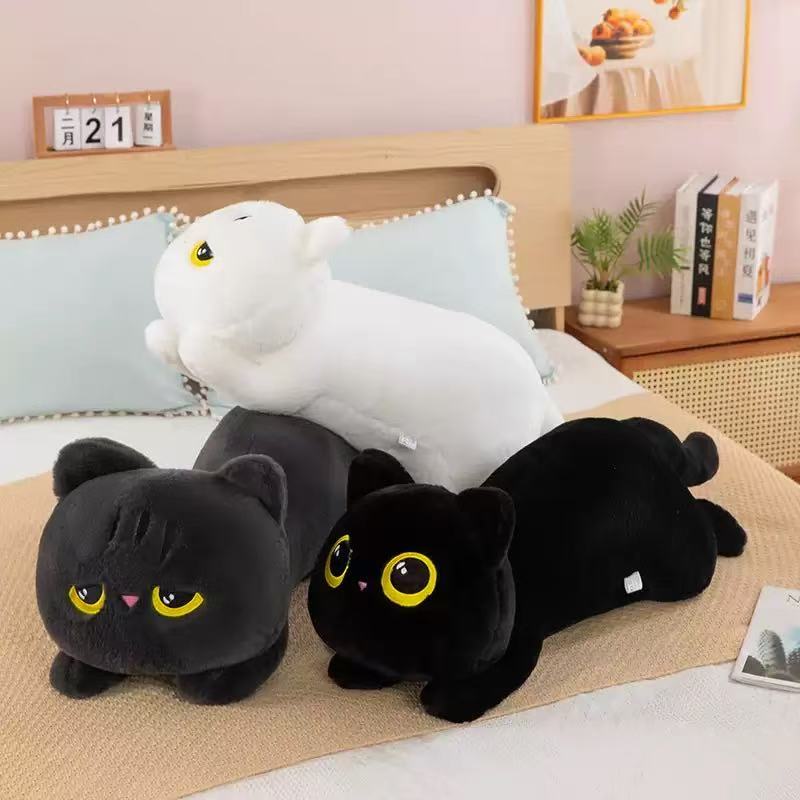 超软趴姿黑猫公仔可爱猫咪玩偶毛绒玩具小猫抱枕布娃娃送女孩礼物