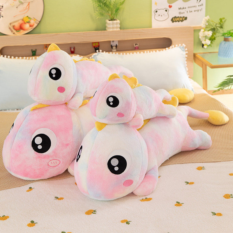 扎染七彩恐龙毛绒玩具抱枕女生睡觉床上抱睡大玩偶娃娃情人节礼物