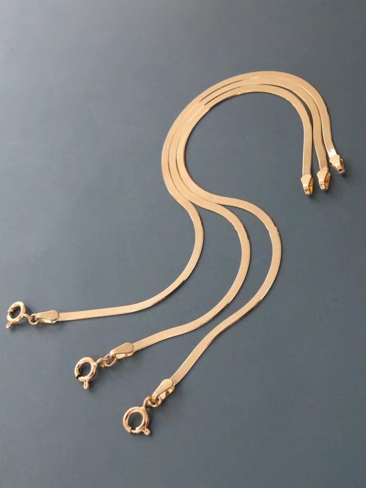 韩系正品纯14K金手链 精致细密厚实款蛇骨链素金K纯金闪亮脚链女