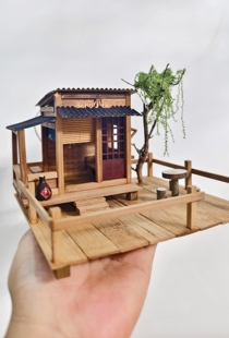 桌面摆件氛围灯鱼缸生态缸造景木屋材料包娃屋模型幼儿亲子手工