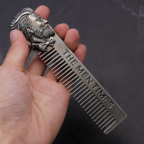Barbershopper Vintage oil head stainless steel combed beard combed men's professional beard combed beard brush beard brush