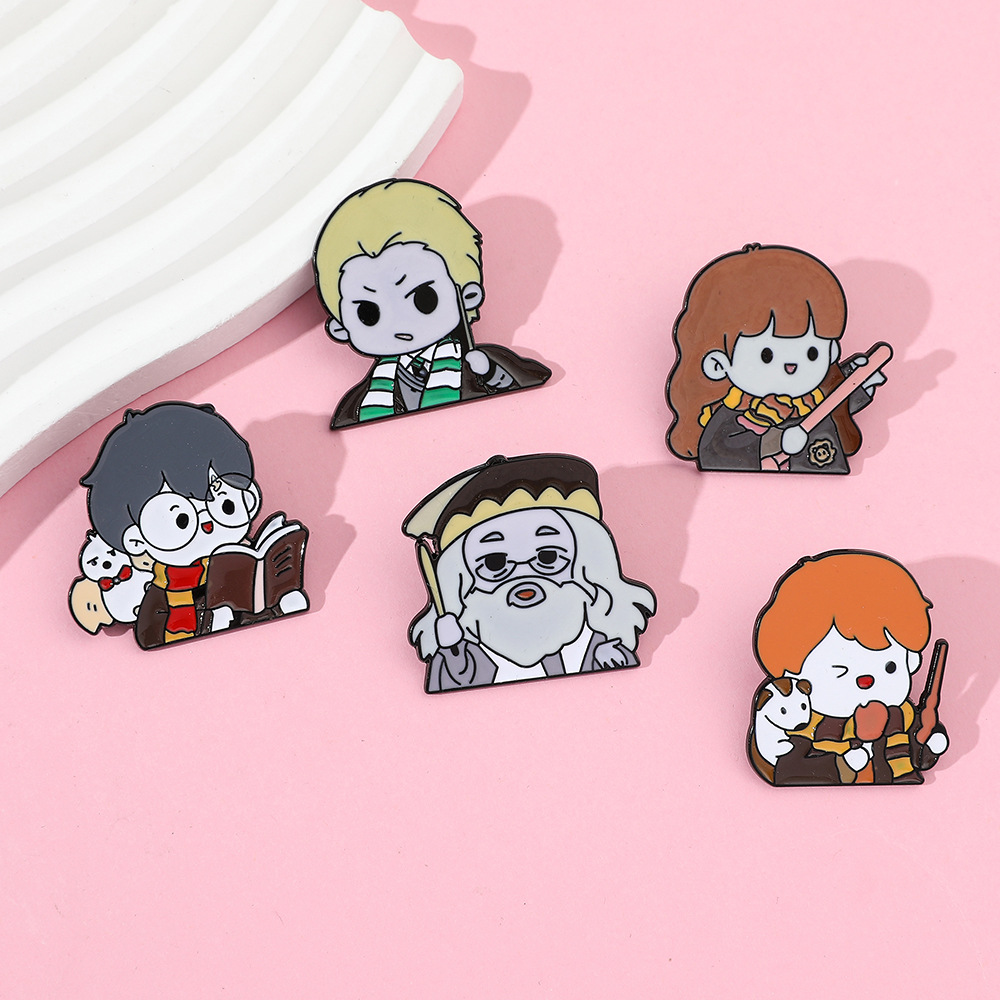 创意哈利波特金属徽章魔法小说罗恩赫敏马尔福合金胸针背包配饰品