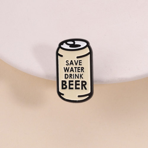 搞怪啤酒罐胸针 SAVE WATER DRINK BEER趣味梗徽章潮酷风衣包装饰