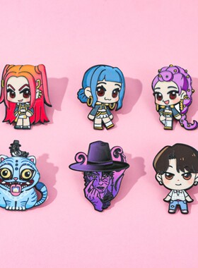 可爱卡通创意个性K-POP猎魔女团金属徽章小老虎乌鸦合金胸针配饰