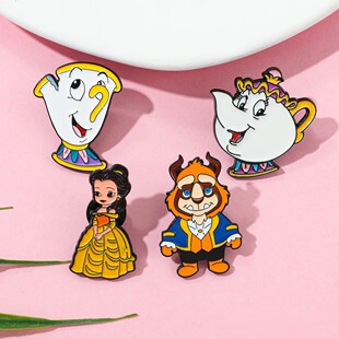 动漫卡通创意金属徽章美女茶壶太太合金胸针背包衣服配饰品