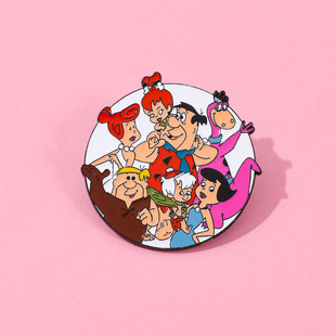 饰 欧美影视卡通人物金属徽章摩登原始人合金滴油胸针配饰别针装