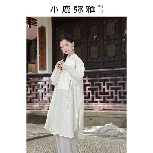 小鹿弥雅《蒲月》原创设计新中式长款长袖防晒衬衫春夏
