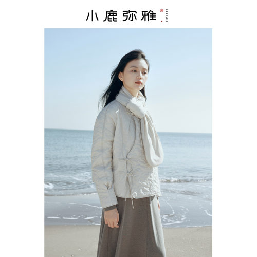 小鹿弥雅《观自在》系列新中式纯轻薄短款棉服围巾两件套冬 - 封面