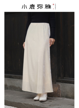 小鹿弥雅《流光》系列钻石冰花纹丝绒半身裙秋冬