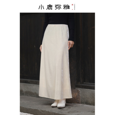 小鹿弥雅《流光》系列钻石冰花纹丝绒半身裙秋冬