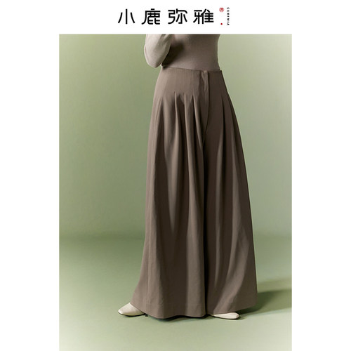小鹿弥雅百搭高腰长裤阔腿裤