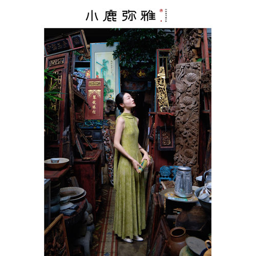小鹿弥雅《青璃》原创小众新中式飘带领无袖大摆连衣长裙夏