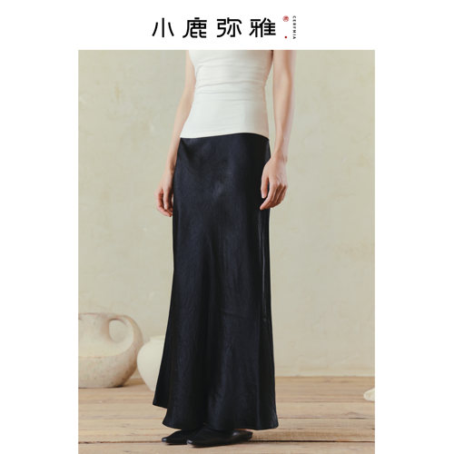 小鹿弥雅《流光》系列优雅百搭100%高端三醋酸半身长裙