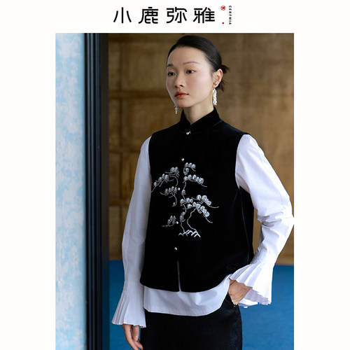 小鹿弥雅对襟新中式常规立领绣花