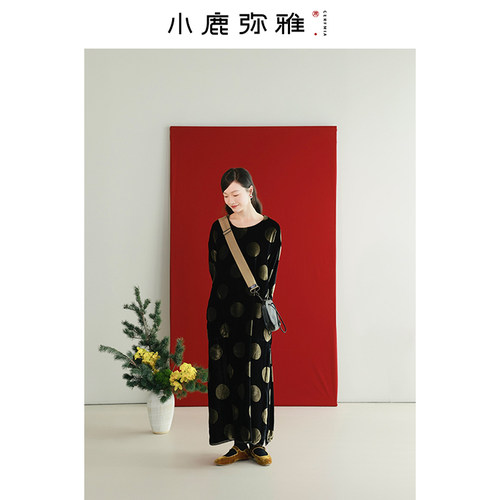 显瘦波点新中式连衣裙