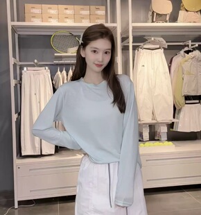 E念8635莱赛尔冰丝防晒衫长袖T恤女2026夏季薄款慵懒宽松百搭上衣
