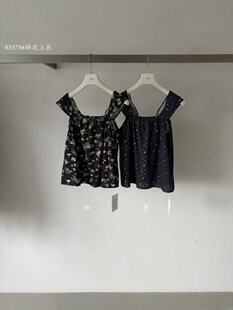 HXL83375夏新款韩系百搭碎花无袖背心衬衫女甜美减龄百搭小衫上衣