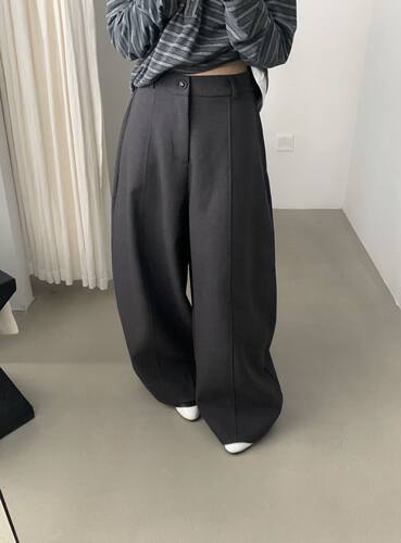 H-XL-66767秋冬韩系新款简约显瘦气球裤宽松通勤风高腰阔腿弯刀裤