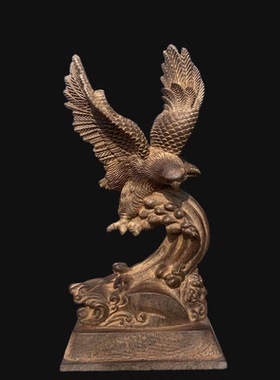 越南沉香木原木大展宏图雄鹰大鹏展翅实木雕刻办公摆件木质工艺品