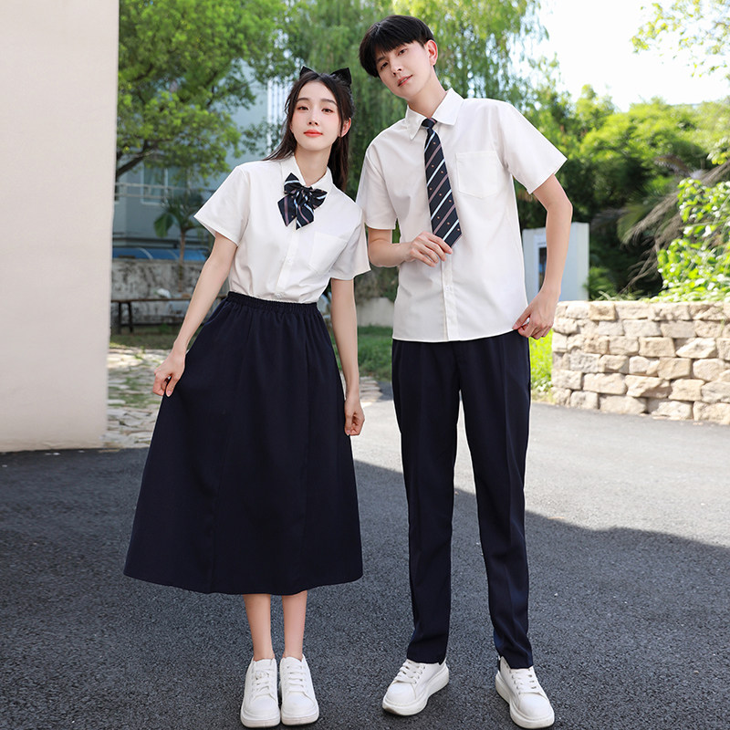 朗诵演出服藏青长裙学生班服套装