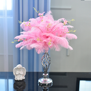 高档酒店餐桌花酒吧ktv包厢桌面茶几摆台羽毛装饰生日布置假花
