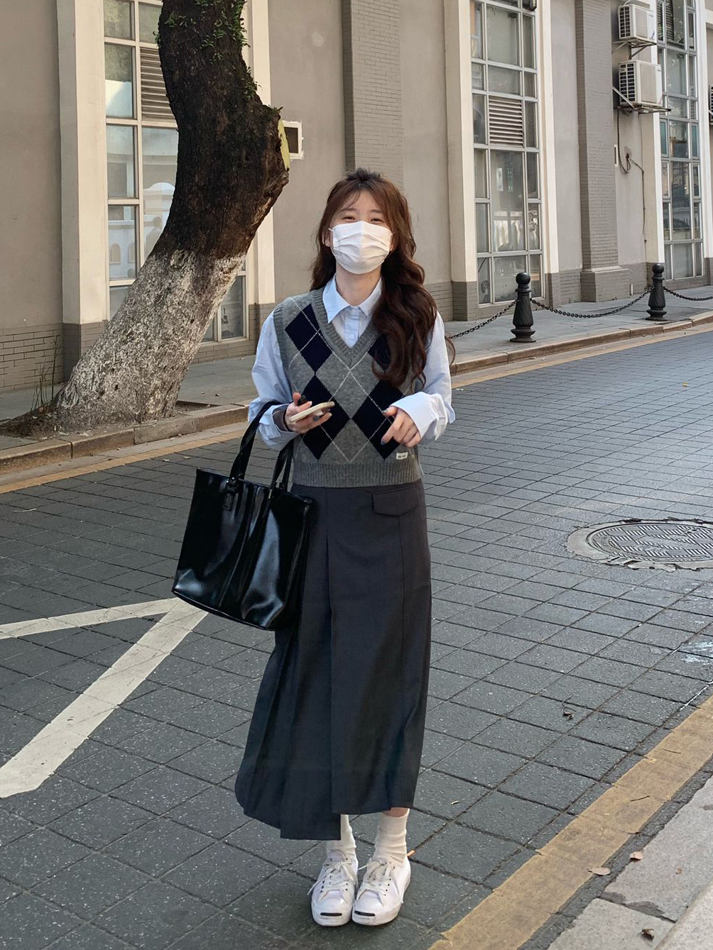 送运费险~学院秋冬马甲衫搭套装