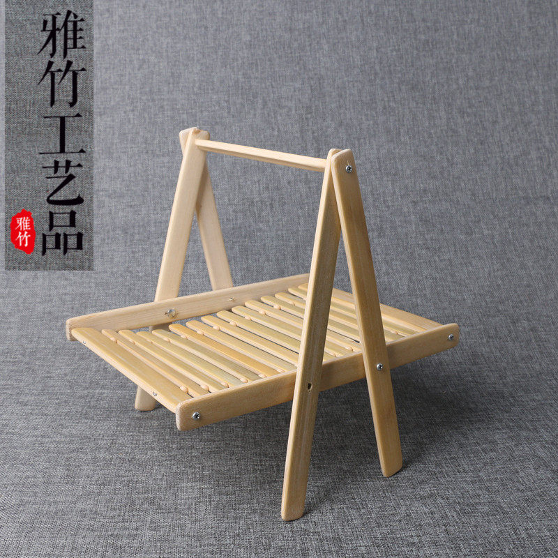 纯手工木制摆件竹质挂肉架纯手工木质架子手工特色家居竹制品架子