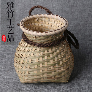 采茶鱼篓装饰舞蹈道具插花编织小竹篓宝宝小背篓竹筐篮子竹编制品