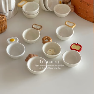 可爱卡通面包造型碟子陶瓷餐具小碗创意调味碟小碟蘸料碟