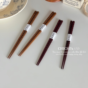 原木风简约实木筷子家用高档抗菌防霉实木头家庭专人专用木筷子