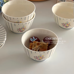 ins法式 田园风陶瓷系列米饭碗家用高颜值汤碗商用陶瓷碗