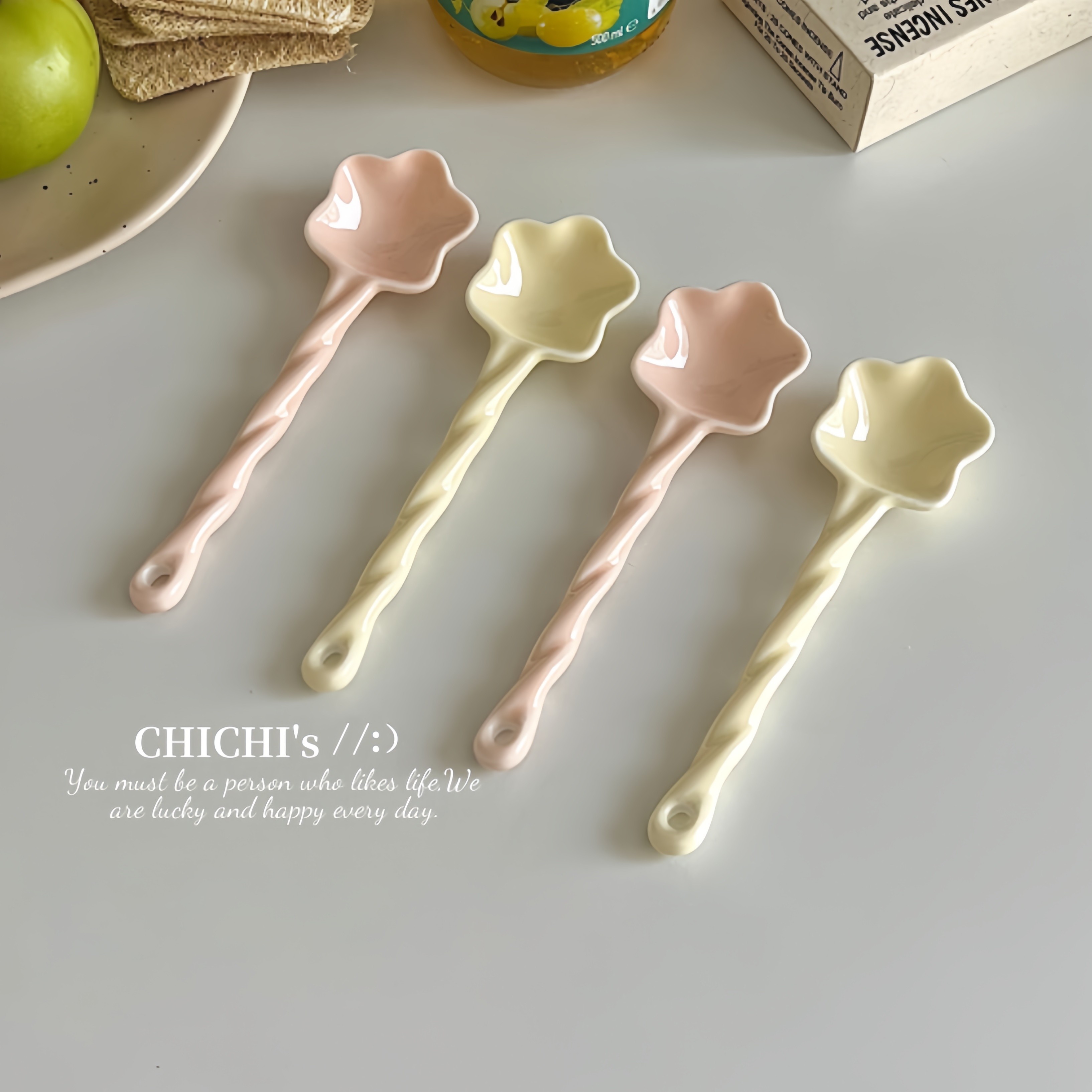 ins麻花可爱星星陶瓷汤匙少女家用创意调羹勺子高颜值甜品,餐饮具,调羹/饭勺,淘宝优惠券,粉丝福利购,淘宝优惠卷