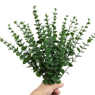 ins风尤加利叶欧式金钱叶枝仿真绿植假花摆件插花搭配北欧风装饰