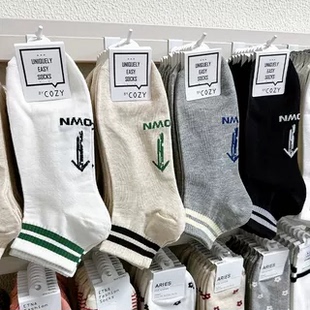 代购 韩国袜子男东大门cozy夏天薄棉螺纹吸汗学院风条纹运动短袜