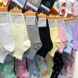 韩国进口女袜东大门糖果色简约木耳花边矮腰纯色短袜kikiyasocks,女士内衣/男士内衣/家居服,短袜,淘宝优惠券,粉丝福利购,淘宝优惠卷