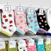 韩国代购 袜子女东大门cozy春夏薄款 假两件运动棉袜甜美草莓短袜