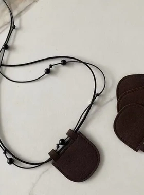 多种钢珠双层戴设计感毛衣法项链极简凹造型麂皮绒月牙包迷你穿搭