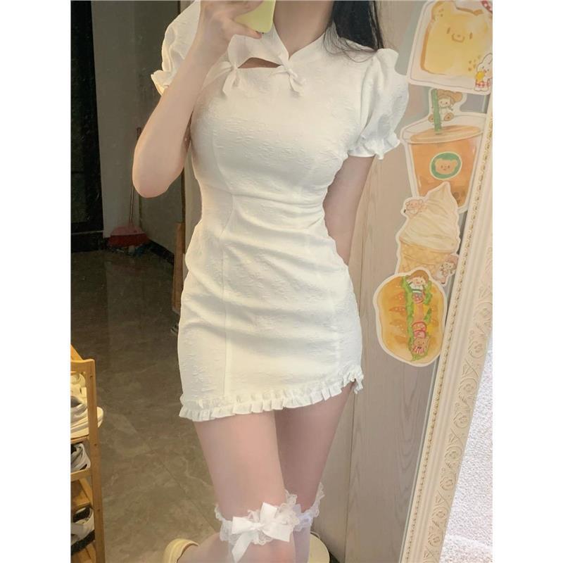 新中式国风连衣裙女夏季高级感气质改良旗袍裙收腰显瘦小个子短裙