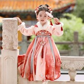 儿童高端超仙古风加绒拜年连衣裙6小女孩古装 汉服女童冬款 25新款