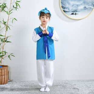 儿童三字经弟子规演出服小学生汉服男童国学服中国风古装书童服装