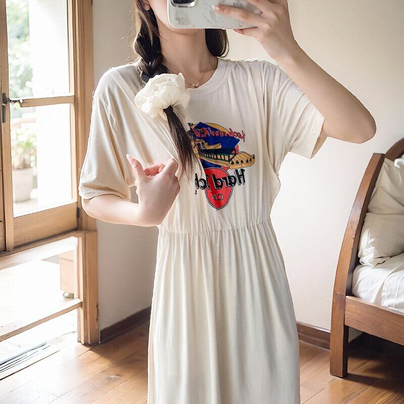 莫代尔薄款短袖哺乳连衣裙夏季外出辣妈款产后母乳期显瘦喂奶裙子