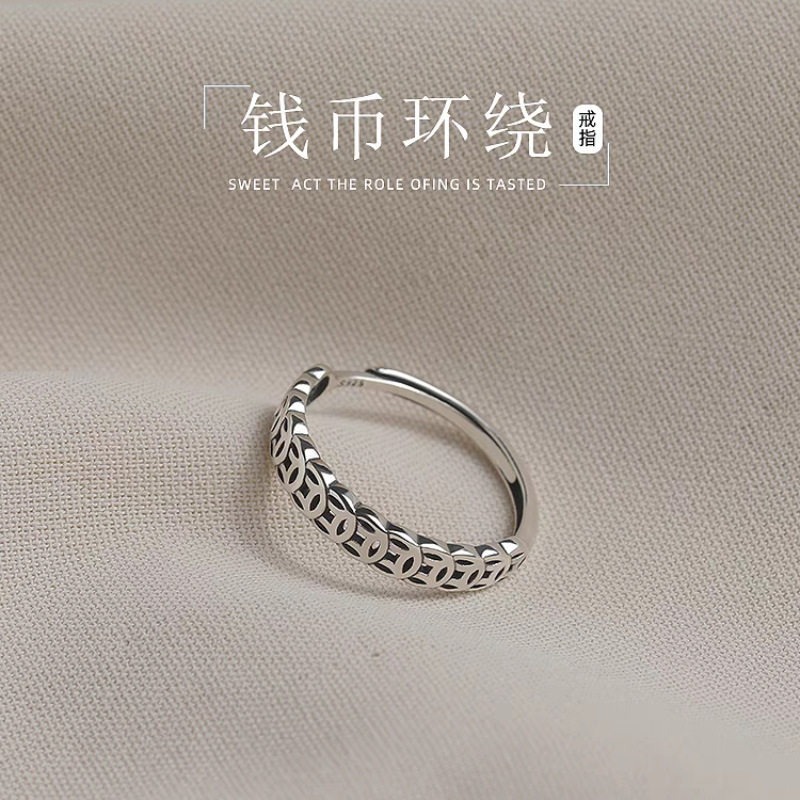 福博999足银旺财钱币戒指男女