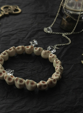 小众骷髅头暗黑欧美朋克哥特骷髅首饰手链男女