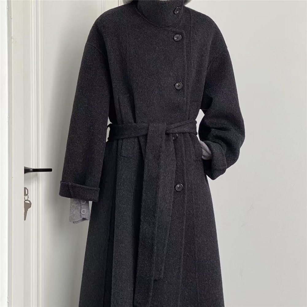 灰色双面羊绒大衣女秋冬高级感2025新款慵懒风羊毛驼绒毛呢大衣潮