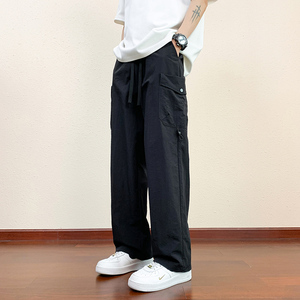 香港正品牌官方春秋季直筒工装裤子男潮牌宽松青少年初中高中学生