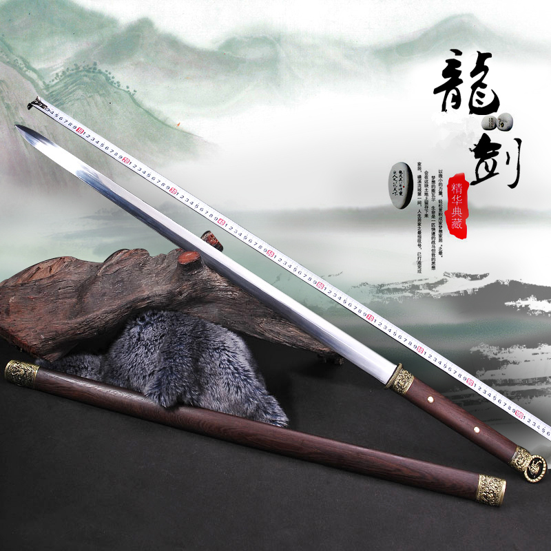 正宗龙泉环首刀剑锰钢宝剑手工一体唐剑花纹钢汉剑镇宅长剑未开刃