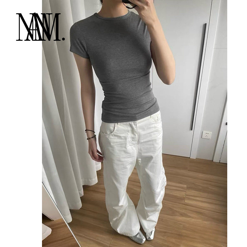 NANM宅子同款夏新款天丝羊毛T01正肩修身显瘦圆领运动休闲短袖T恤